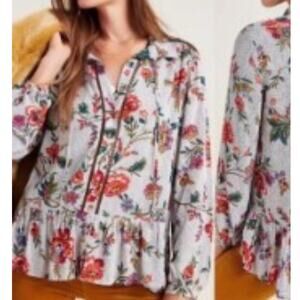 Anthropologie Maeve Janie Flounced Peasant Blouse Size 4